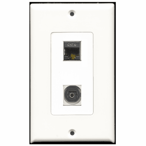 RiteAV - 1 Port Shielded Cat6 1 Port Toslink Decora Type Wall Plate