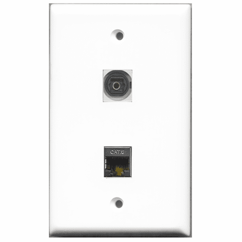 RiteAV - 1 Port Shielded Cat6 1 Port Toslink  Wall Plate