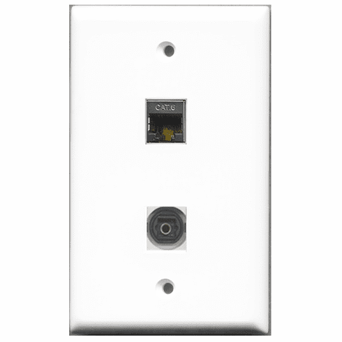 RiteAV - 1 Port Shielded Cat6 1 Port Toslink  Wall Plate