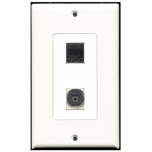 RiteAV - 1 Port Toslink 1 Port Cat5e Black Decora Type Wall Plate