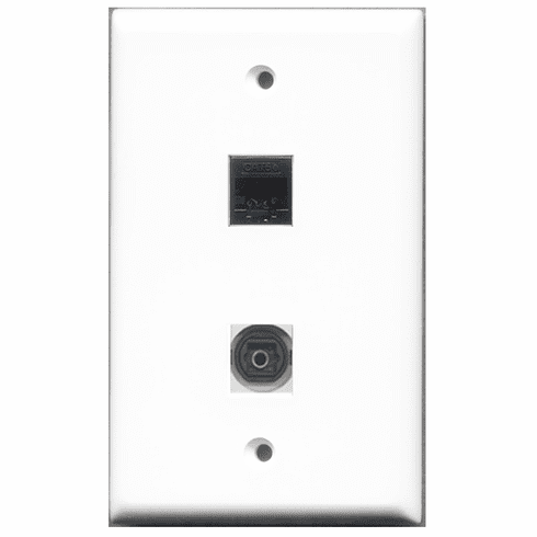 RiteAV - 1 Port Toslink 1 Port Cat5e Black  Wall Plate