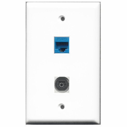 RiteAV - 1 Port Toslink 1 Port Cat5e Blue  Wall Plate