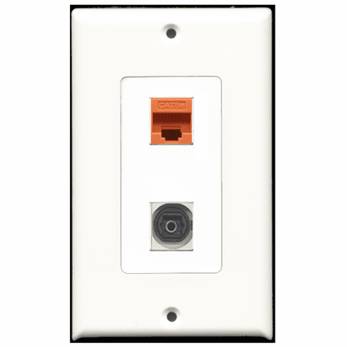 RiteAV - 1 Port Toslink 1 Port Cat5e Orange Decora Type Wall Plate