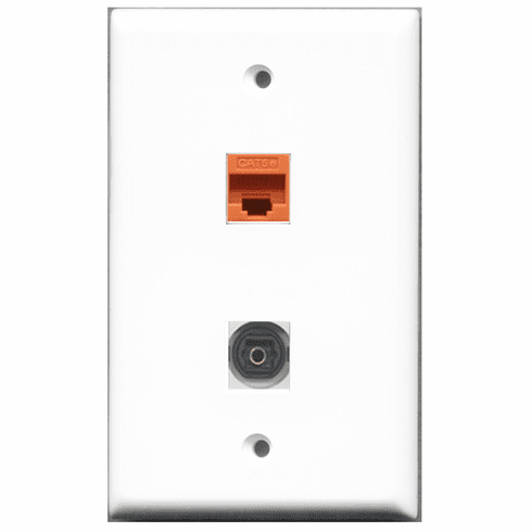 RiteAV - 1 Port Toslink 1 Port Cat5e Orange  Wall Plate