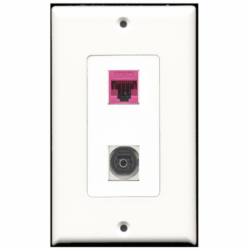 RiteAV - 1 Port Toslink 1 Port Cat5e Pink Decora Type Wall Plate