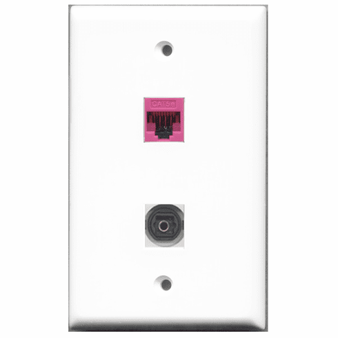 RiteAV - 1 Port Toslink 1 Port Cat5e Pink  Wall Plate
