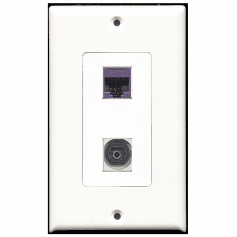 RiteAV - 1 Port Toslink 1 Port Cat5e Purple Decora Type Wall Plate
