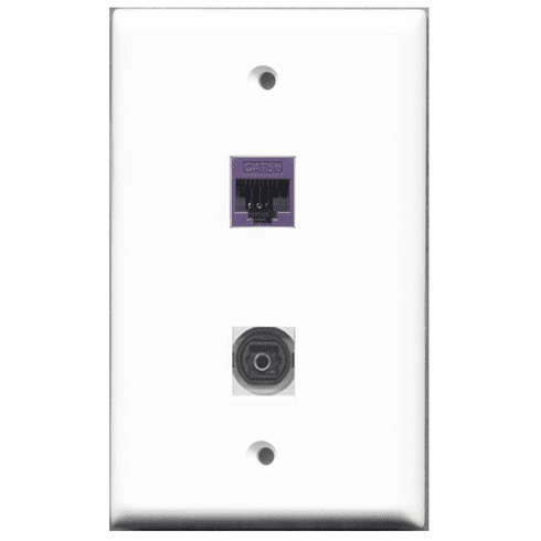 RiteAV - 1 Port Toslink 1 Port Cat5e Purple  Wall Plate