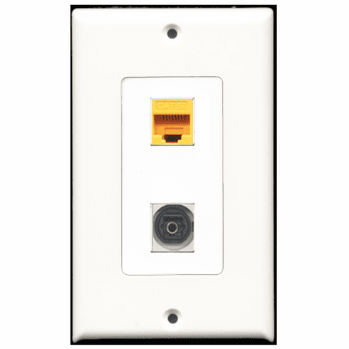 RiteAV - 1 Port Toslink 1 Port Cat5e Yellow Decora Type Wall Plate