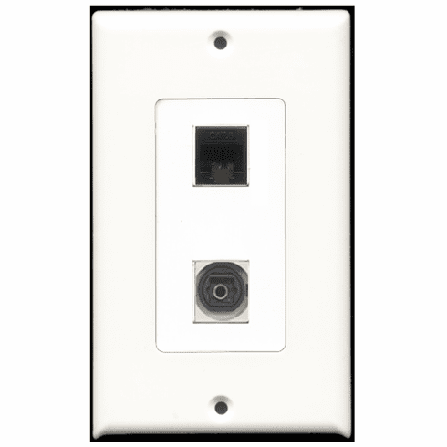 RiteAV - 1 Port Toslink 1 Port Cat6 Black Decora Type Wall Plate