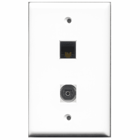 RiteAV - 1 Port Toslink 1 Port Cat6 Black  Wall Plate
