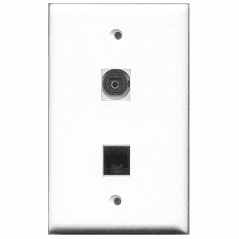 RiteAV - 1 Port Toslink 1 Port Cat6 Black  Wall Plate White