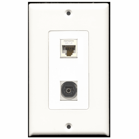 RiteAV - 1 Port Toslink 1 Port Cat6 White Decora Type Wall Plate