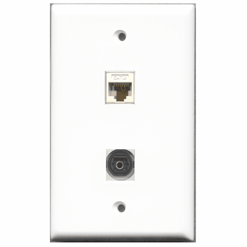 RiteAV - 1 Port Toslink 1 Port Cat6 White  Wall Plate
