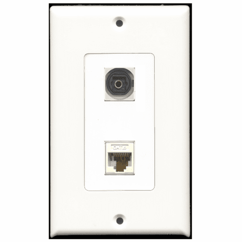 RiteAV - 1 Port Toslink 1 Port Cat6 White  Wall Plate Decora White