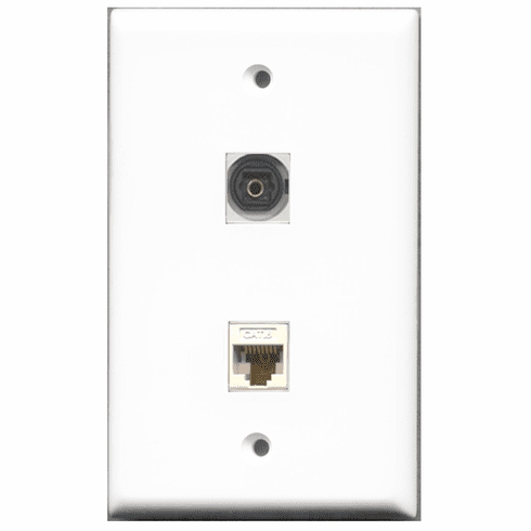 RiteAV - 1 Port Toslink 1 Port Cat6 White  Wall Plate White