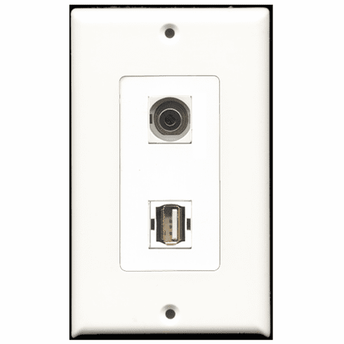 RiteAV - 1 Port USB A-A 1 Port 3.5mm Decora Type Wall Plate