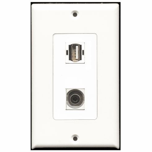 RiteAV - 1 Port USB A-A 1 Port 3.5mm Decora Type Wall Plate