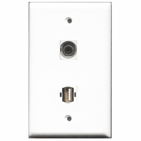 RiteAV - 1 Port USB A-A 1 Port 3.5mm  Wall Plate