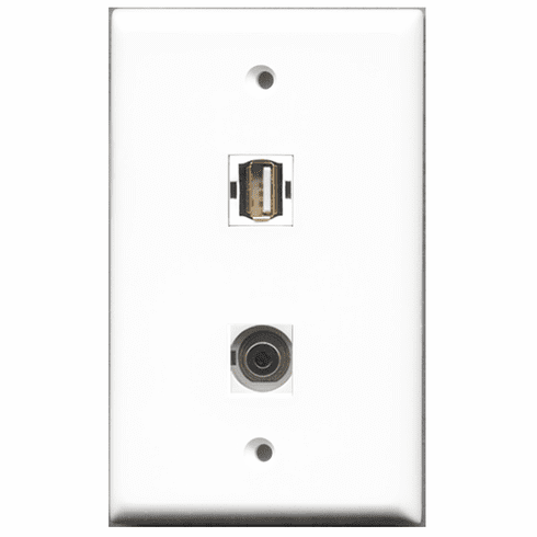 RiteAV - 1 Port USB A-A 1 Port 3.5mm  Wall Plate