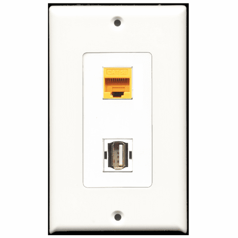 RiteAV - 1 Port USB A-A 1 Port Cat5e Yellow Decora Type Wall Plate
