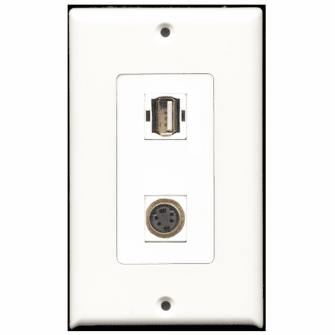 RiteAV - 1 Port USB A-A 1 Port S-Video Decora Type Wall Plate