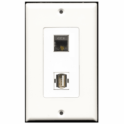 RiteAV - 1 Port USB A-A 1 Port Shielded Cat6 Decora Type Wall Plate