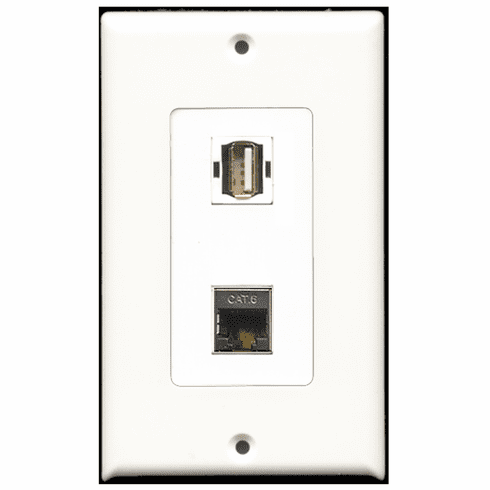 RiteAV - 1 Port USB A-A 1 Port Shielded Cat6 Decora Type Wall Plate