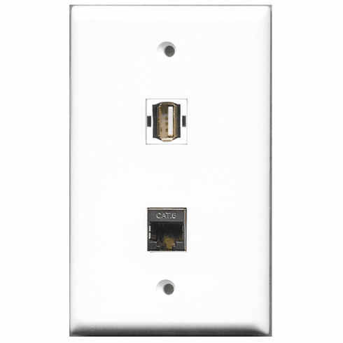 RiteAV - 1 Port USB A-A 1 Port Shielded Cat6  Wall Plate