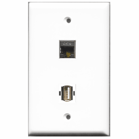 RiteAV - 1 Port USB A-A 1 Port Shielded Cat6  Wall Plate