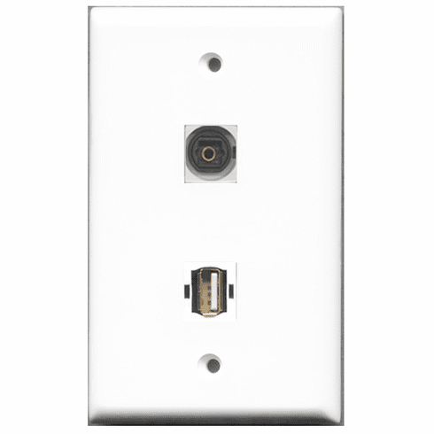RiteAV - 1 Port USB A-A 1 Port Toslink  Wall Plate