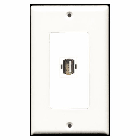 RiteAV - 1 Port USB A-A  Wall Plate Decora White