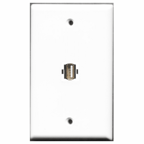 RiteAV - 1 Port USB A-A  Wall Plate White