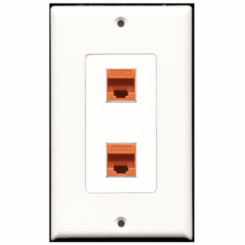 RiteAV - 2 Port Cat5e Ethernet Orange  Wall Plate Decora White