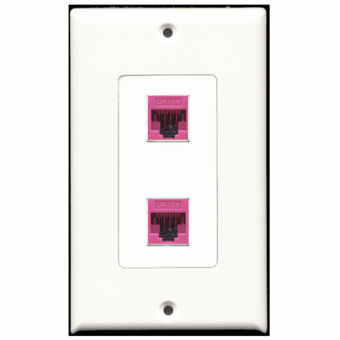RiteAV - 2 Port Cat5e Ethernet Pink  Wall Plate Decora White