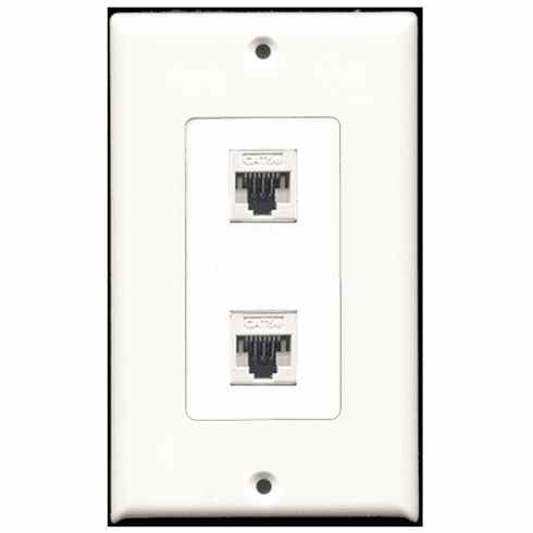 RiteAV - 2 Port Cat5e Ethernet White  Wall Plate Decora White