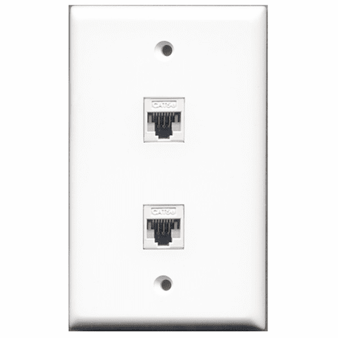 RiteAV - 2 Port Cat5e Ethernet White  Wall Plate White
