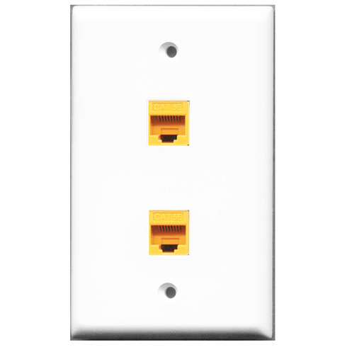 RiteAV - 2 Port Cat5e Ethernet Yellow  Wall Plate White