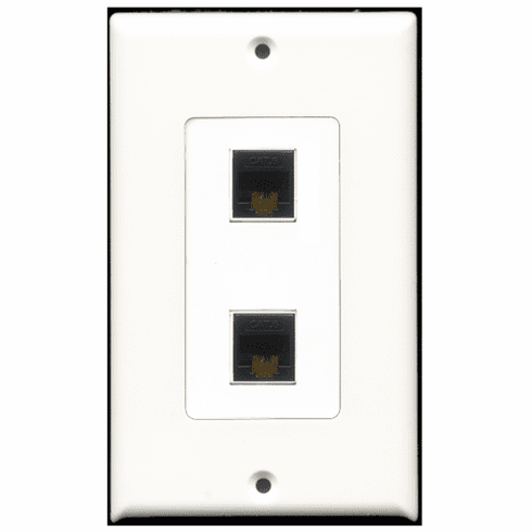 RiteAV - 2 Port Cat6 Black  Wall Plate Decora White