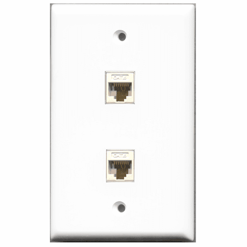 RiteAV - 2 Port Cat6 White  Wall Plate White
