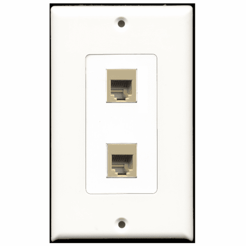 RiteAV - 2 Port Phone RJ11 RJ12 Beige Decora Type Wall Plate