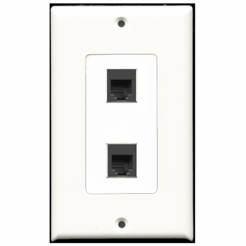 RiteAV - 2 Port Phone RJ11 RJ12 Black Decora Type Wall Plate