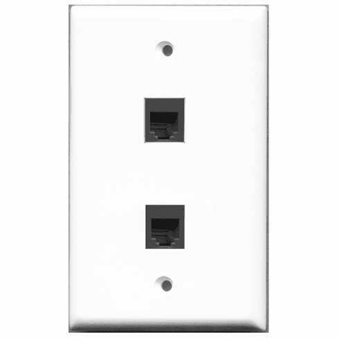 RiteAV - 2 Port Phone RJ11 RJ12 Black  Wall Plate
