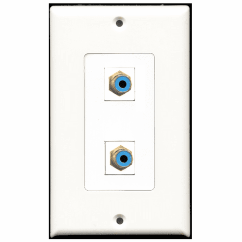 RiteAV - 2 Port RCA Blue  Wall Plate Decora White