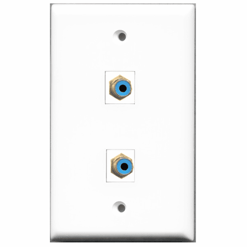 RiteAV - 2 Port RCA Blue  Wall Plate White