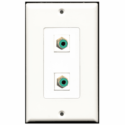 RiteAV - 2 Port RCA Green  Wall Plate Decora White