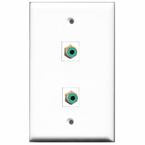 RiteAV - 2 Port RCA Green  Wall Plate White
