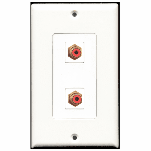 RiteAV - 2 Port RCA Red  Wall Plate Decora White