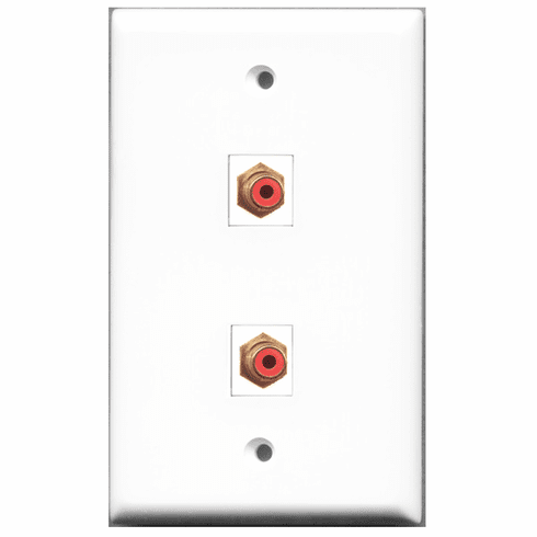 RiteAV - 2 Port RCA Red  Wall Plate White