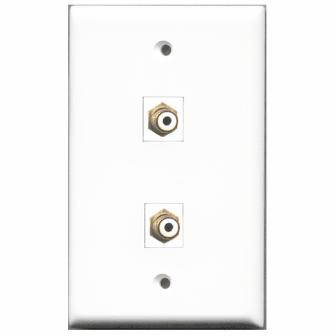 RiteAV - 2 Port RCA White  Wall Plate White